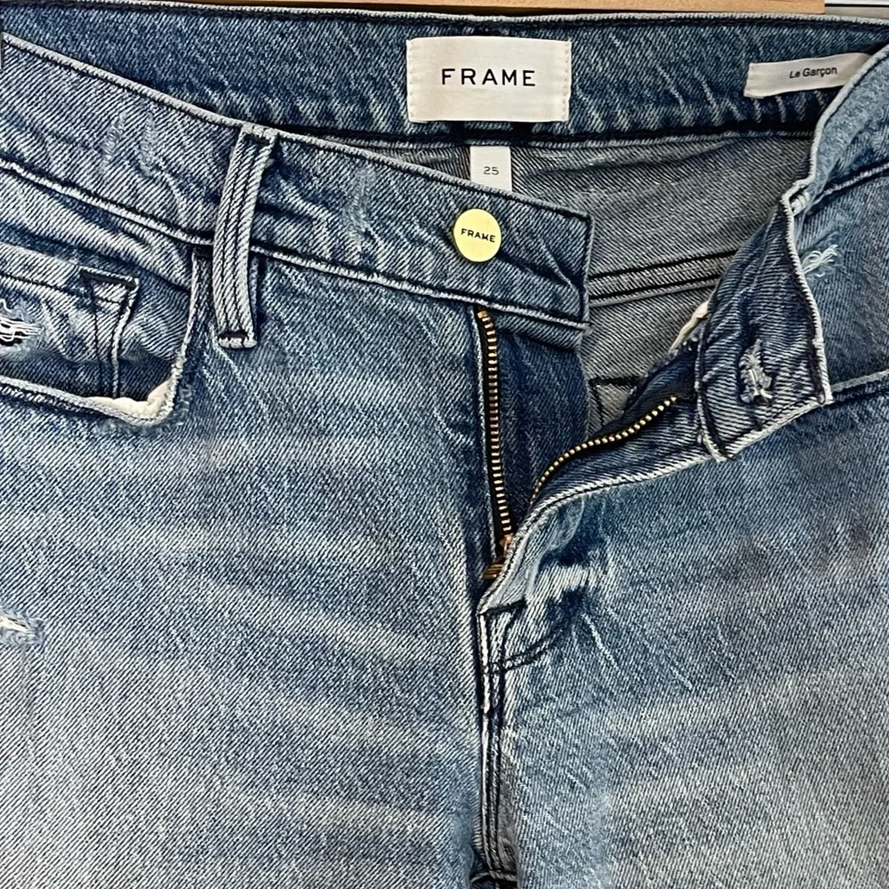 Frame Womens Le Garcon Beldon Rips Straight Leg Jeans Size 25 Distressed - Picture 12 of 12